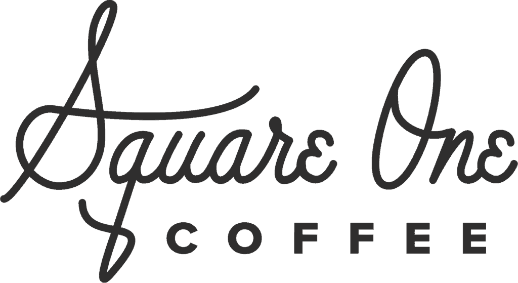 Square One Coffee logo, featuring elegant script font, representing a premium coffee brand.
