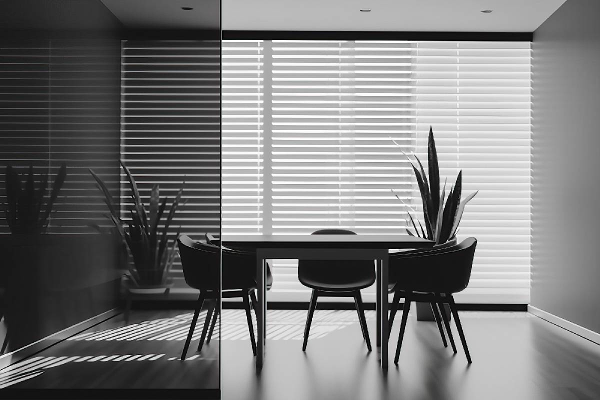 Commercial blinds in a meeting room near Edmonton, Alberta (AB)
