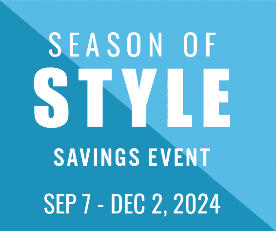 Season of Style savings event banner with dates from September to December 2024.