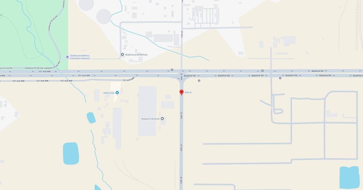 Strathcona Oil Refinery entrance located near 101 Ave NW and 34 St NW in Strathcona.