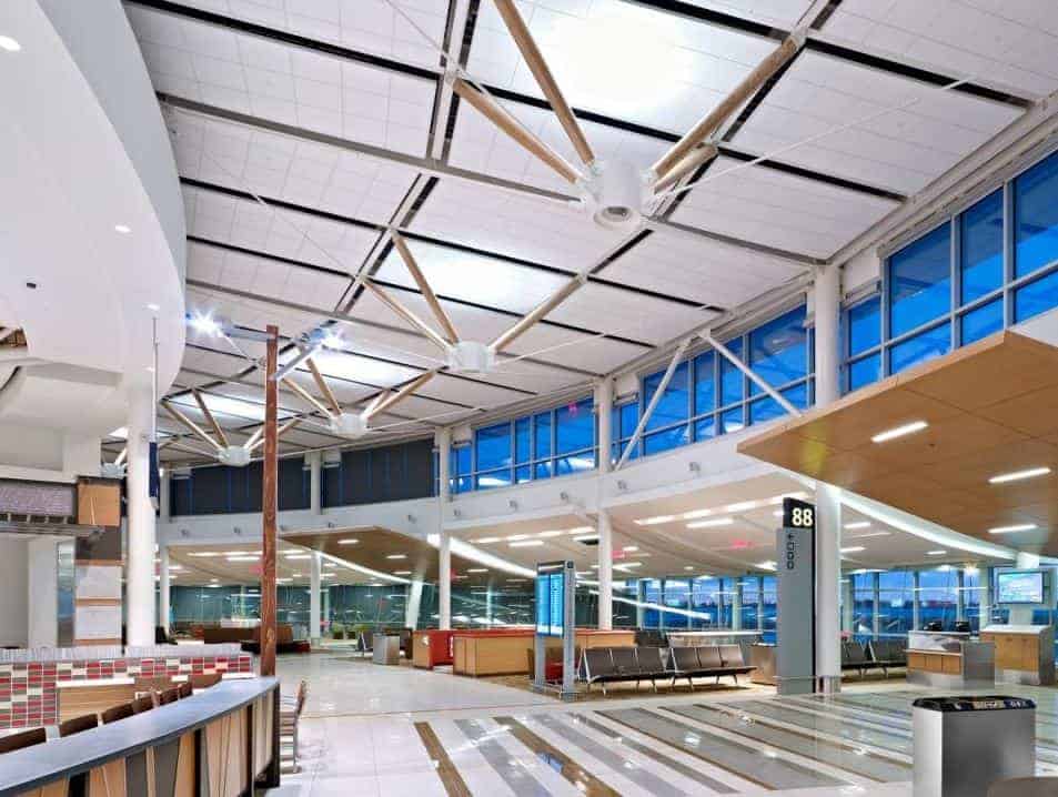 EIA Expansion airport terminal with modern architecture, spacious interior, and large windows.