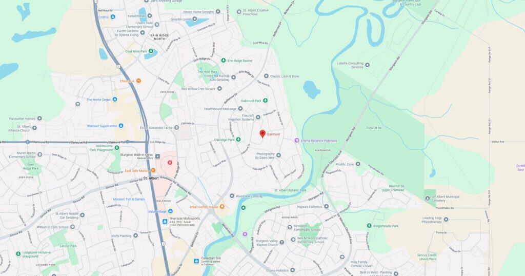 Detailed city map showing transit lines, parks, and neighborhoods with street labels and water bodies for navigation and urban planning.